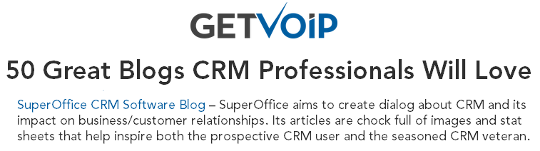 SuperOffice top 50 CRM blog