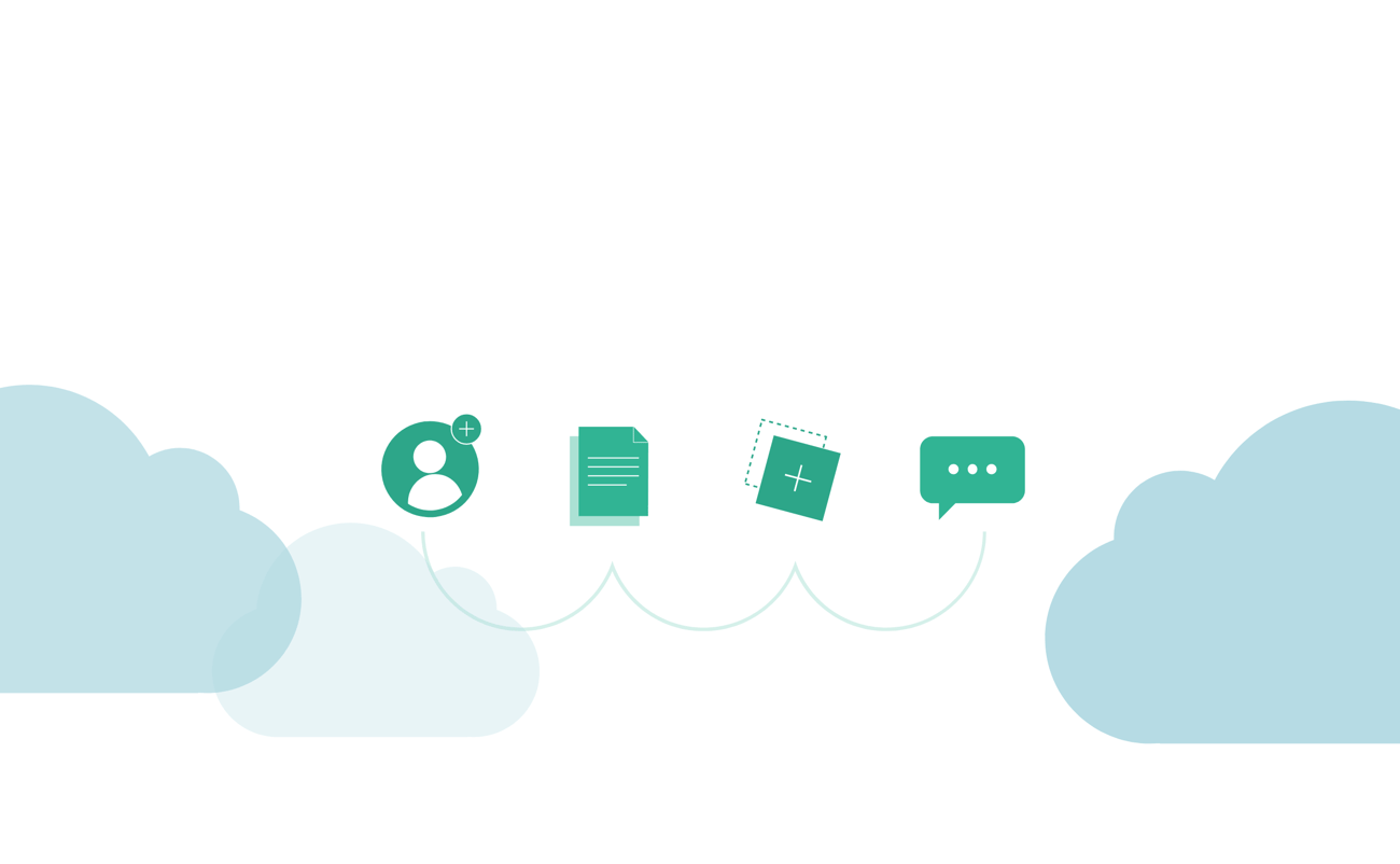 Illustration of clouds with different icons