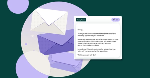 Brand illustration with screenshot of Reply Assist