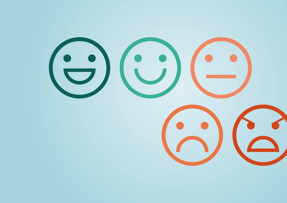 Illustration of faces showing satisfaction rates