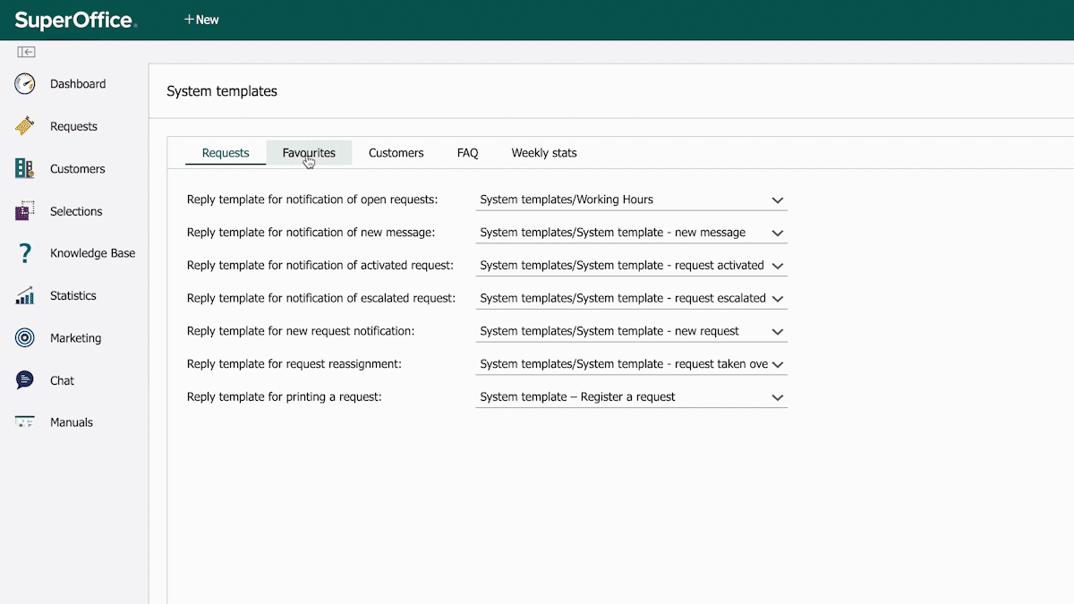 Service reply templates