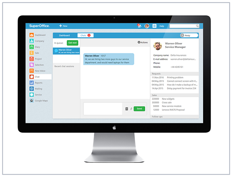 Live chat and CRM integration