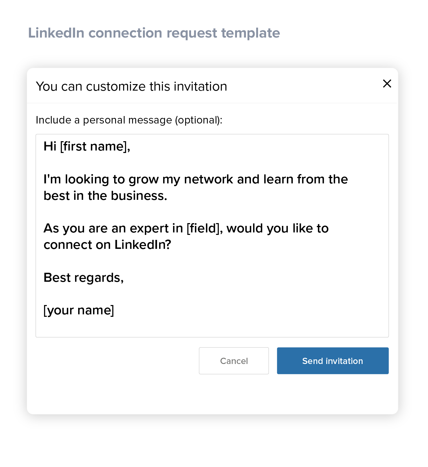LinkedIn connection request template