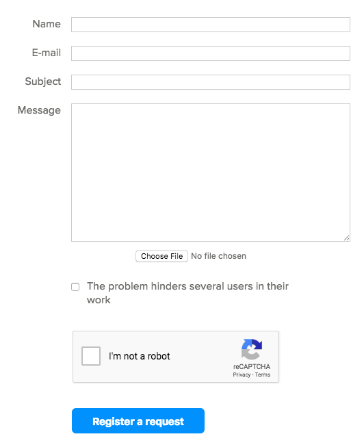 Customer support web form