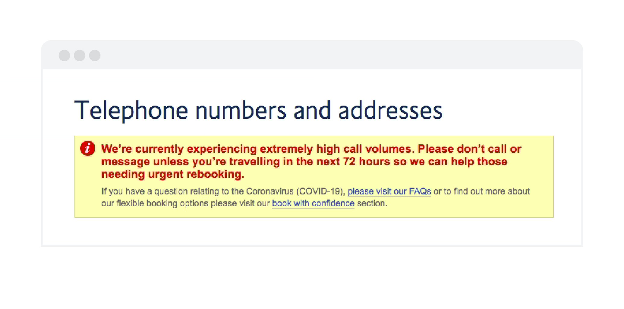 British Airways high volume message