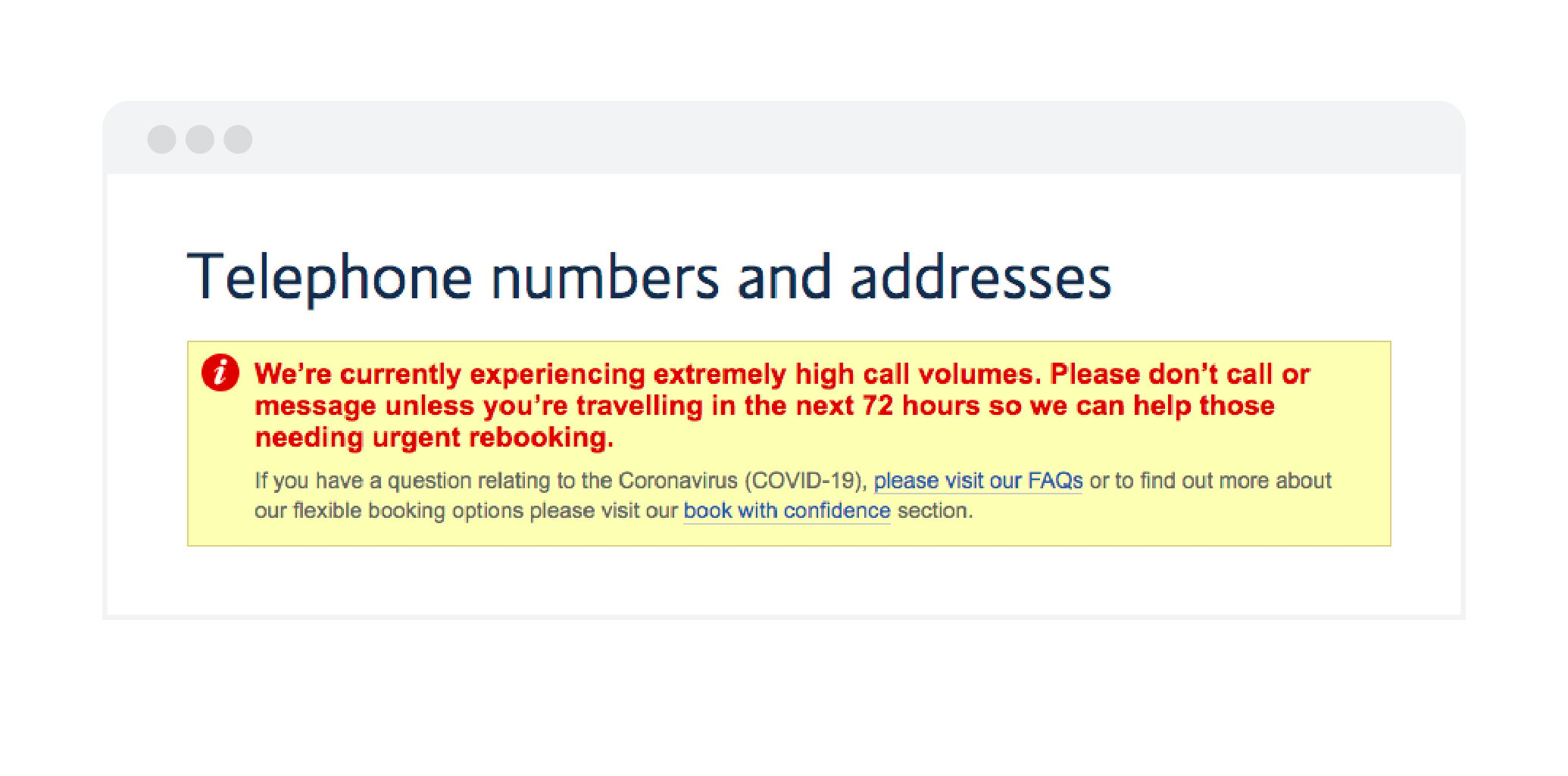 British Airways high volume message