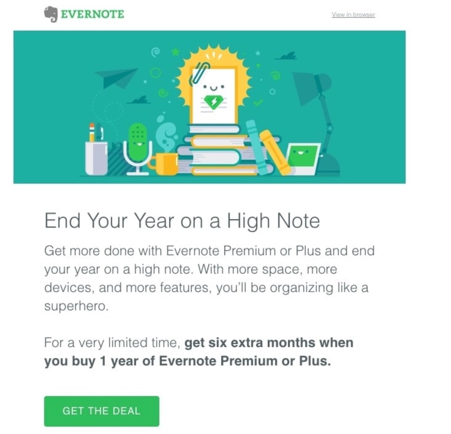 Evernote upsell email