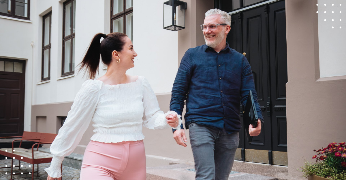 Photo of two colleagues outside office