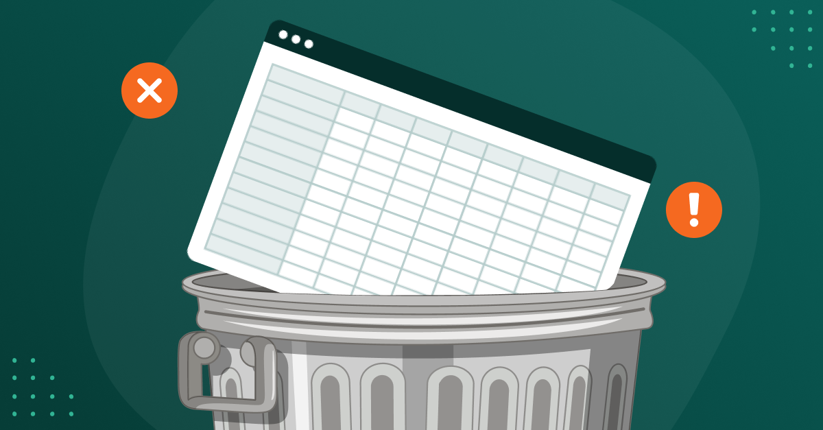 Illustration of spreadsheet in bin