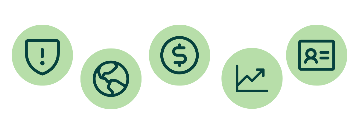 Icons illustrating five criteria