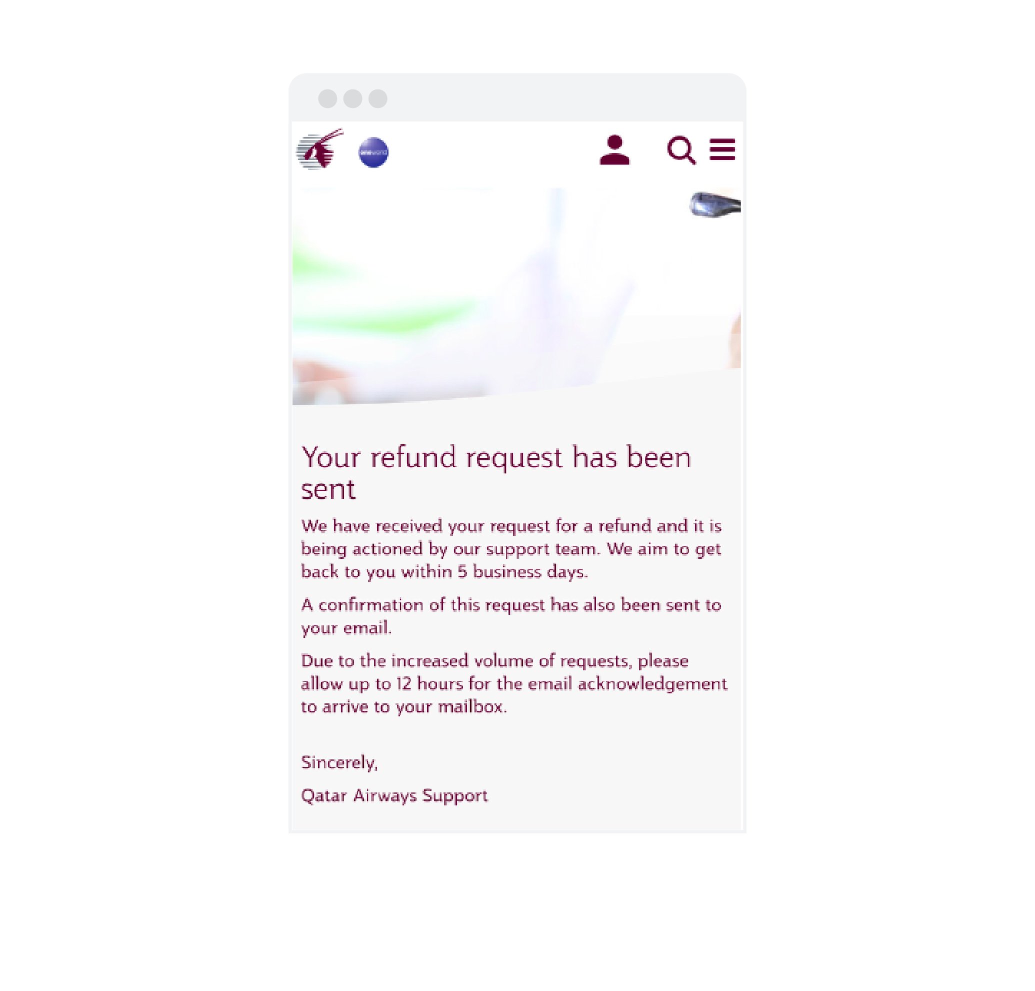 Qatar refund notification