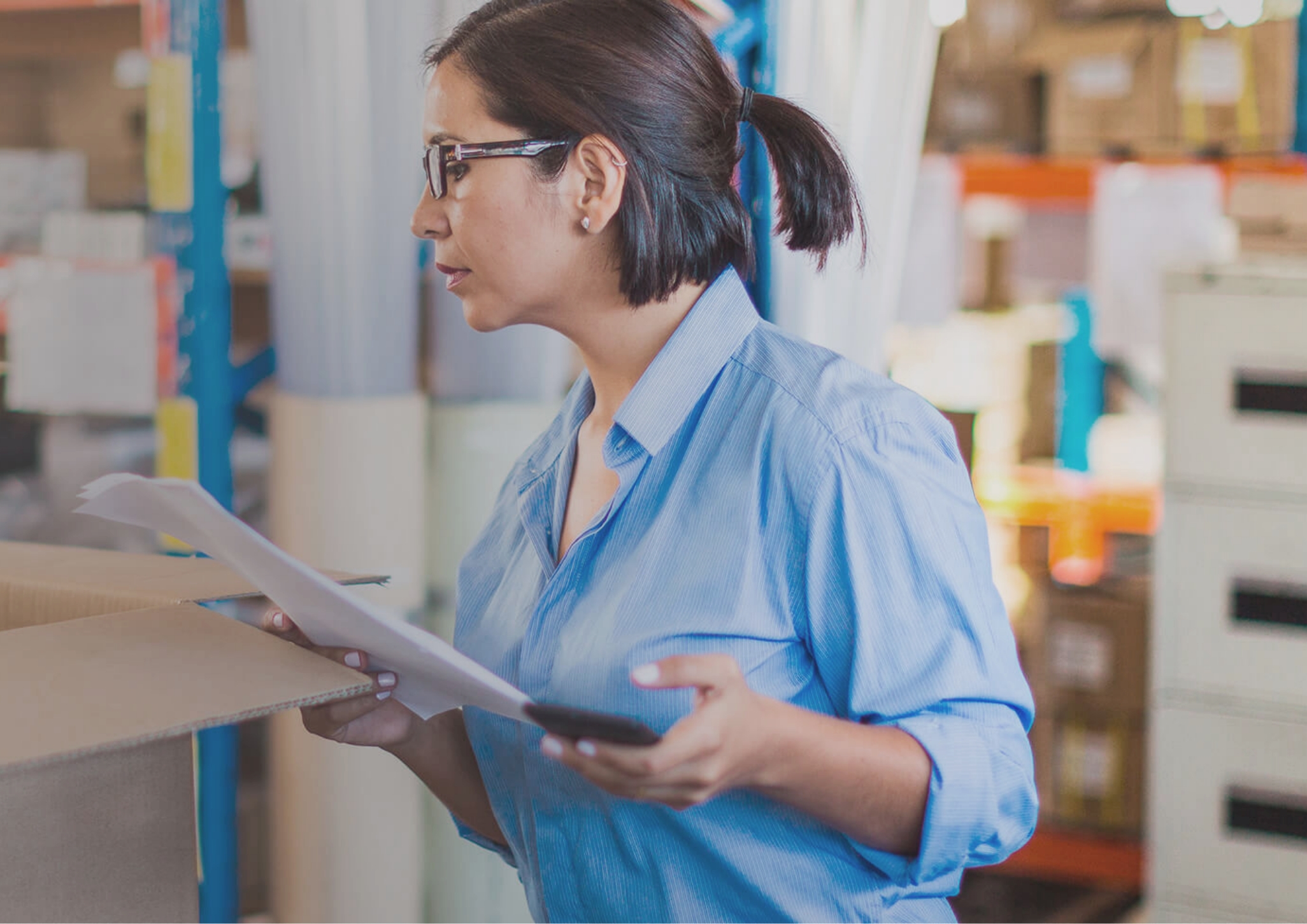 Woman checking delivery